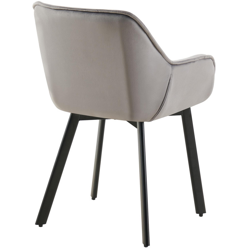 Fauteuil de table capitonné pivotant en Velours Gris foncé Métal Noir Sorlian - 4
