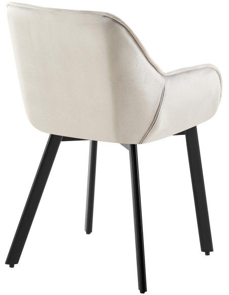 Fauteuil de table capitonné pivotant en Velours Gris Métal Noir Sorlian - 2