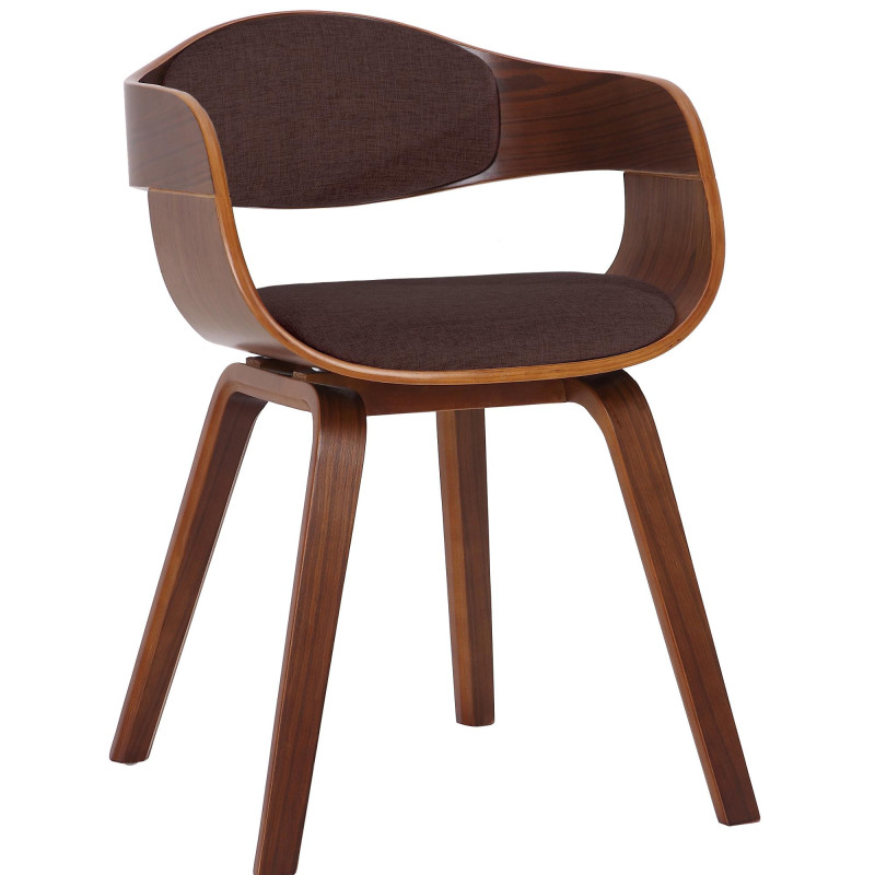 Fauteuil de table Beatrix en Polyester Chocolat Bois Noyer - 1