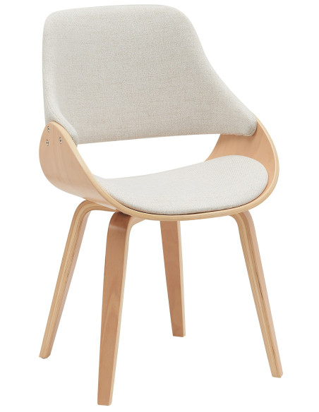 Chaise moderne haut de gamme en Tissu Blanc crème Bois Naturel Vorylia - 1