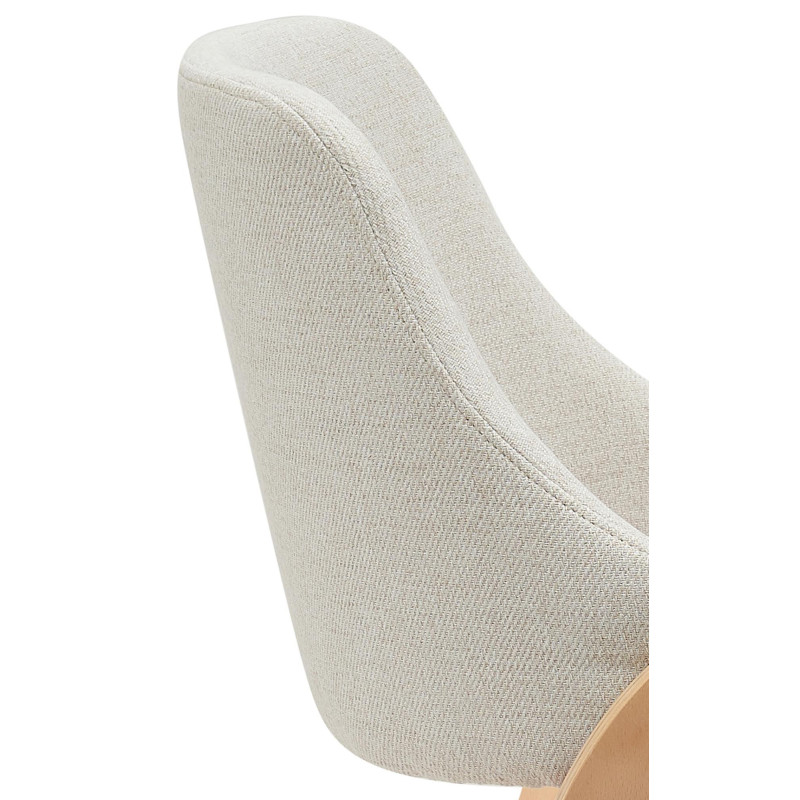 Chaise moderne haut de gamme en Tissu Blanc crème Bois Naturel Vorylia - 2