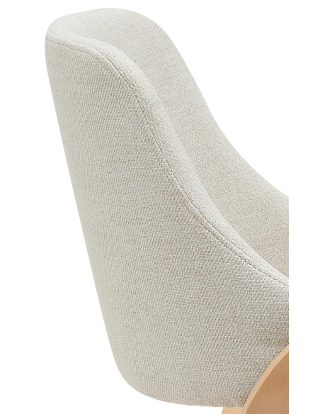 Chaise moderne haut de gamme en Tissu Blanc crème Bois Naturel Vorylia - 2