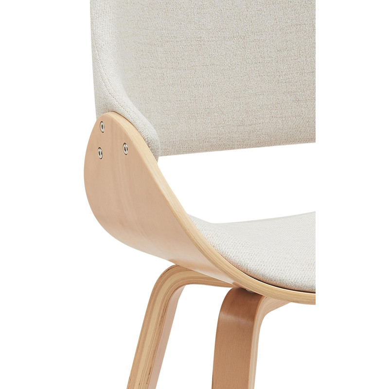 Chaise moderne haut de gamme en Tissu Blanc crème Bois Naturel Vorylia - 3