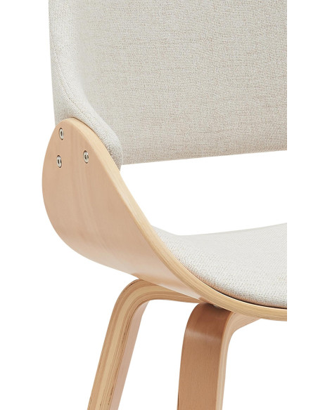 Chaise moderne haut de gamme en Tissu Blanc crème Bois Naturel Vorylia - 3