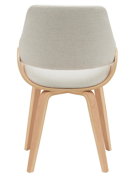 Chaise moderne haut de gamme en Tissu Blanc crème Bois Naturel Vorylia - 5