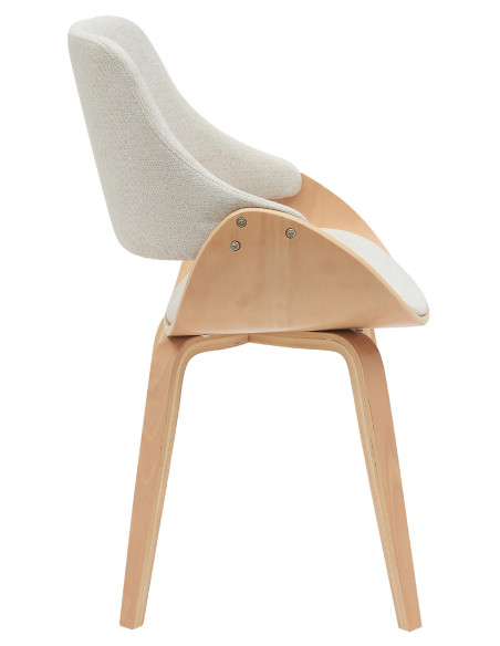 Chaise moderne haut de gamme en Tissu Blanc crème Bois Naturel Vorylia - 6