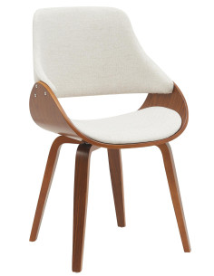 Chaise moderne haut de gamme en Tissu Blanc crème Bois Marron Vorylia - 1