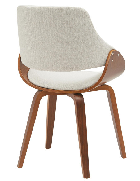 Chaise moderne haut de gamme en Tissu Blanc crème Bois Marron Vorylia - 4