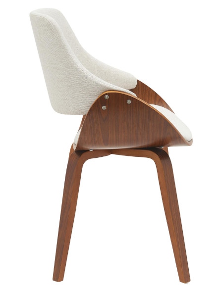 Chaise moderne haut de gamme en Tissu Blanc crème Bois Marron Vorylia - 6