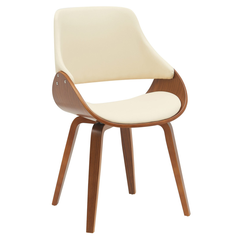 Chaise moderne haut de gamme en Polyuréthane Blanc crème Bois Marron Vorylia - 1