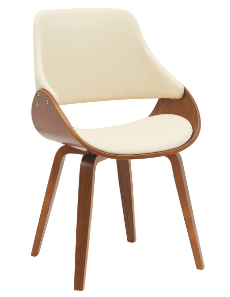 Chaise moderne haut de gamme en Polyuréthane Blanc crème Bois Marron Vorylia - 1