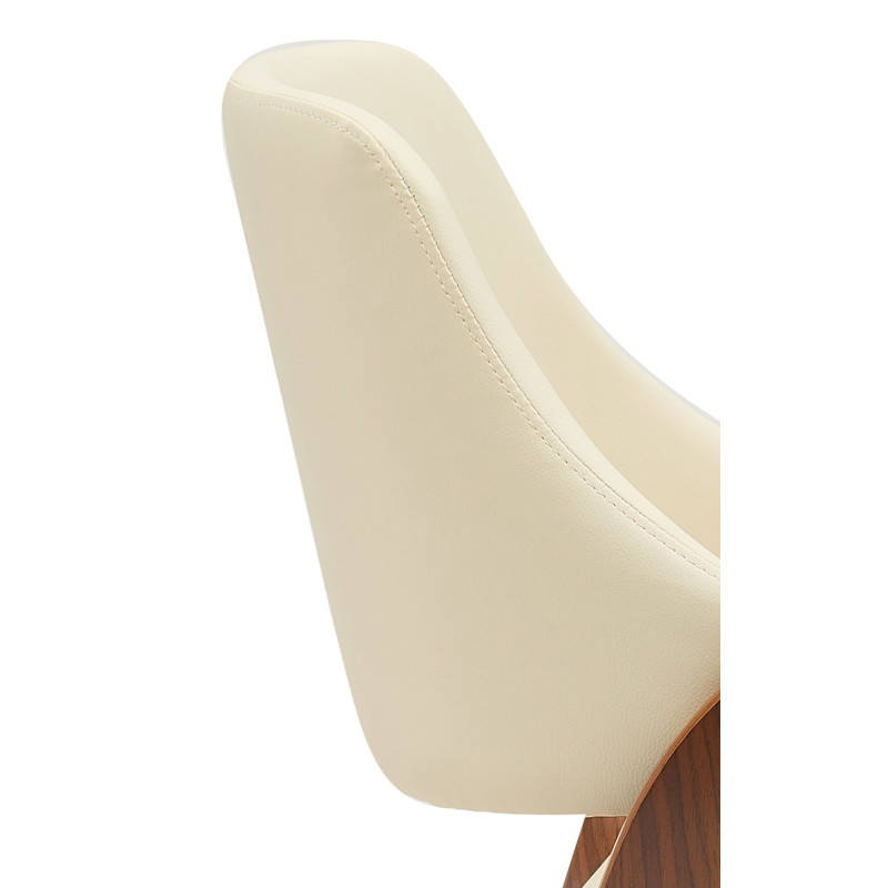 Chaise moderne haut de gamme en Polyuréthane Blanc crème Bois Marron Vorylia - 2