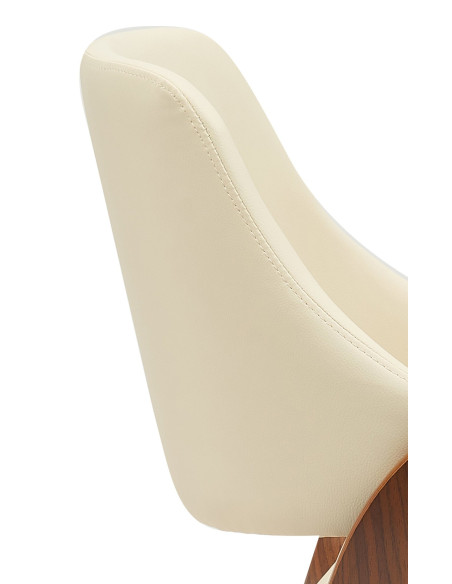 Chaise moderne haut de gamme en Polyuréthane Blanc crème Bois Marron Vorylia - 2