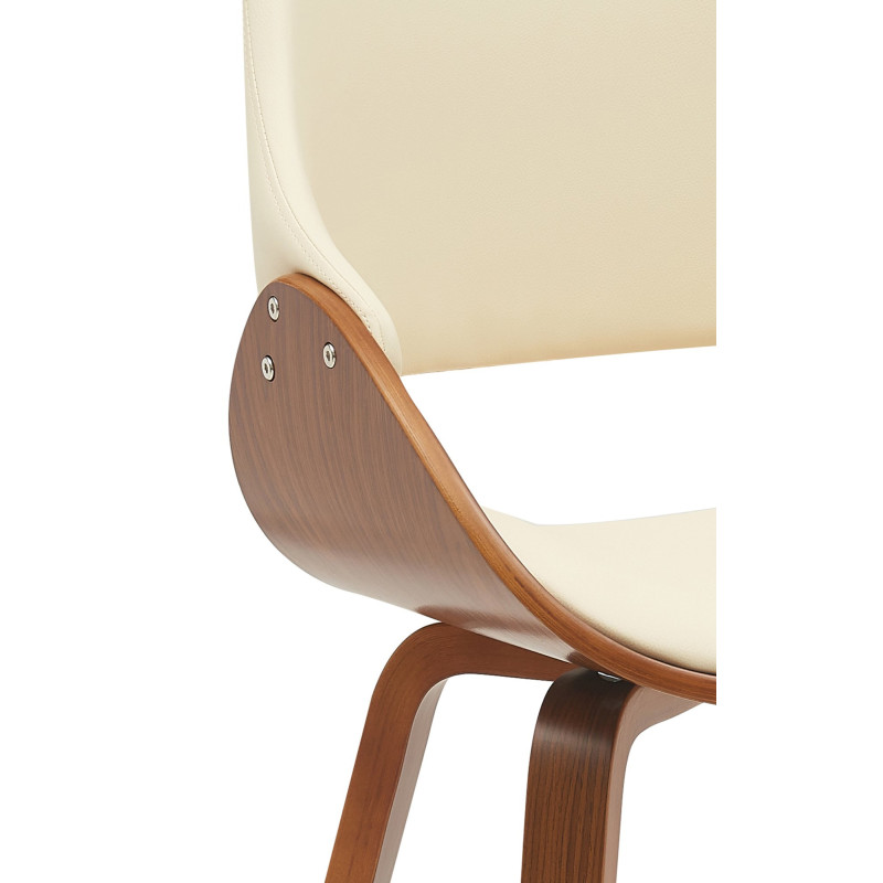 Chaise moderne haut de gamme en Polyuréthane Blanc crème Bois Marron Vorylia - 3