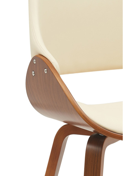 Chaise moderne haut de gamme en Polyuréthane Blanc crème Bois Marron Vorylia - 3