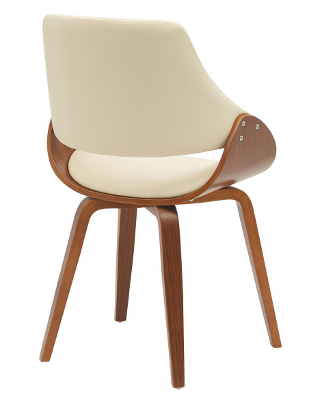 Chaise moderne haut de gamme en Polyuréthane Blanc crème Bois Marron Vorylia - 4