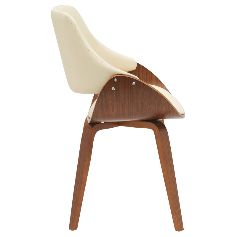 Chaise moderne haut de gamme en Polyuréthane Blanc crème Bois Marron Vorylia - 6