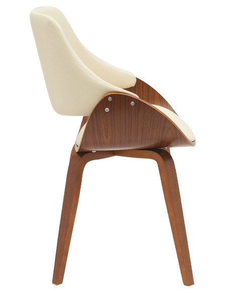 Chaise moderne haut de gamme en Polyuréthane Blanc crème Bois Marron Vorylia - 6