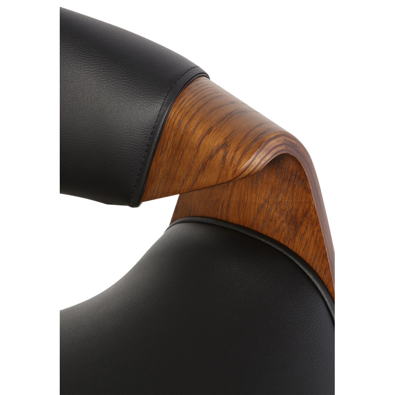 Fauteuil de table haut de gamme en Polyuréthane Noir Bois Marron Velric - 4