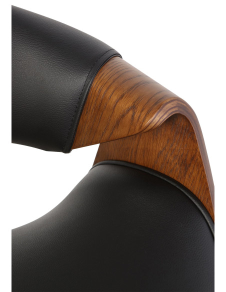 Fauteuil de table haut de gamme en Polyuréthane Noir Bois Marron Velric - 4