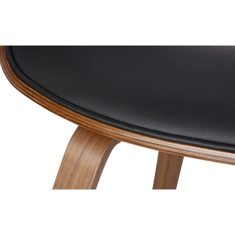 Fauteuil de table haut de gamme en Polyuréthane Noir Bois Marron Velric - 5