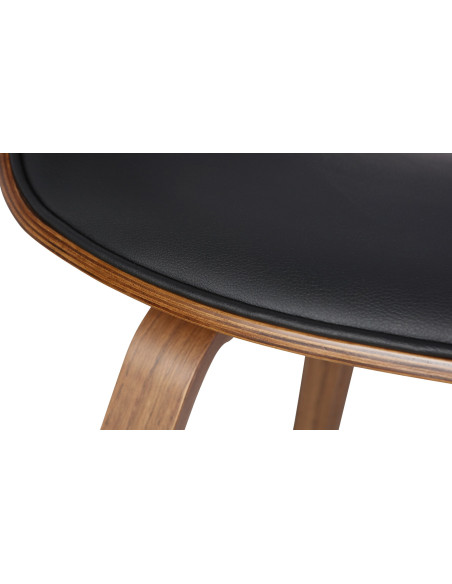 Fauteuil de table haut de gamme en Polyuréthane Noir Bois Marron Velric - 5