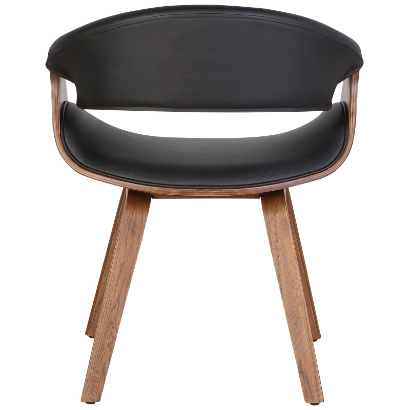Fauteuil de table haut de gamme en Polyuréthane Noir Bois Marron Velric - 2