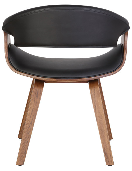 Fauteuil de table haut de gamme en Polyuréthane Noir Bois Marron Velric - 2