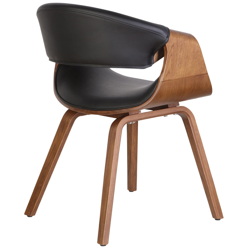 Fauteuil de table haut de gamme en Polyuréthane Noir Bois Marron Velric - 3
