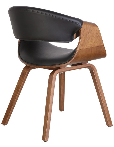 Fauteuil de table haut de gamme en Polyuréthane Noir Bois Marron Velric - 3