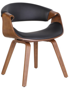 Fauteuil de table haut de gamme en Polyuréthane Noir Bois Marron Velric - 1