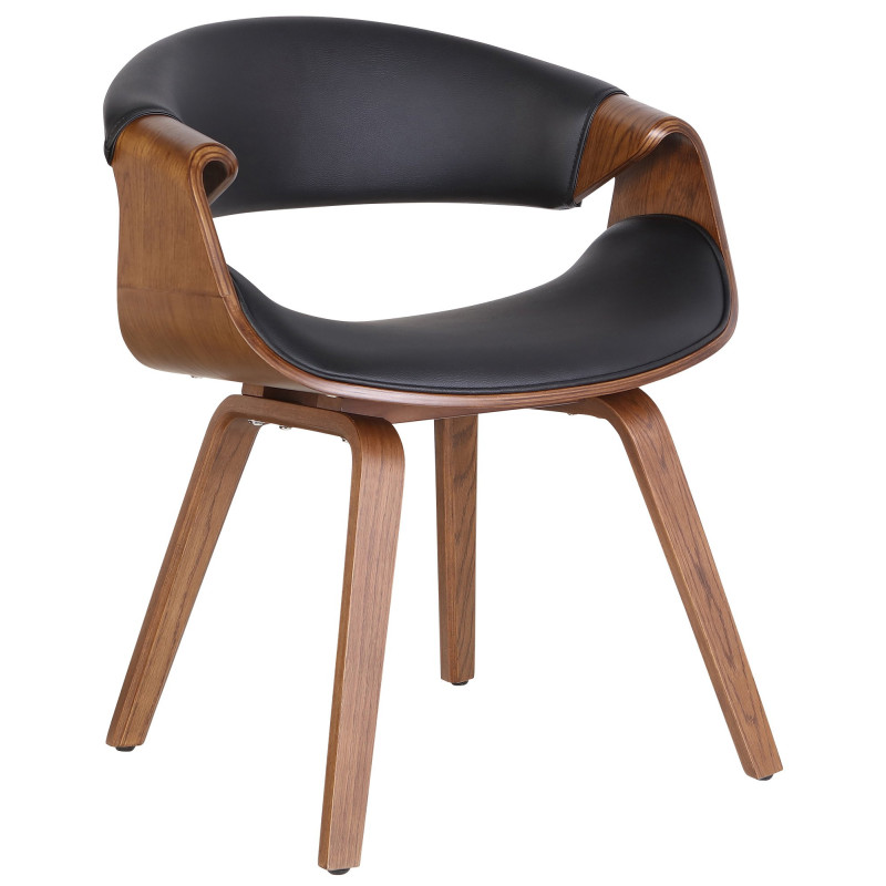 Fauteuil de table haut de gamme en Polyuréthane Noir Bois Marron Velric - 1