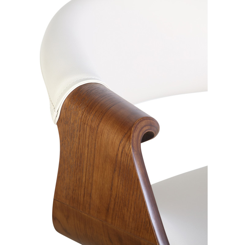 Fauteuil de table haut de gamme en Polyuréthane Blanc crème Bois Marron Velric - 5