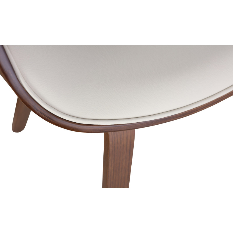 Fauteuil de table haut de gamme en Polyuréthane Blanc crème Bois Marron Velric - 4