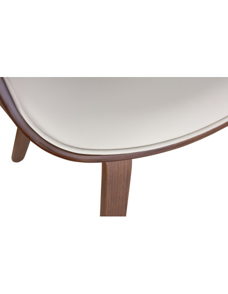 Fauteuil de table haut de gamme en Polyuréthane Blanc crème Bois Marron Velric - 4