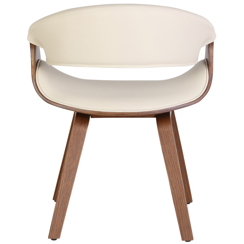 Fauteuil de table haut de gamme en Polyuréthane Blanc crème Bois Marron Velric - 2