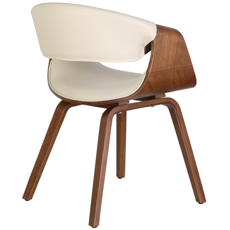 Fauteuil de table haut de gamme en Polyuréthane Blanc crème Bois Marron Velric - 3