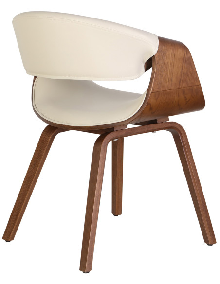 Fauteuil de table haut de gamme en Polyuréthane Blanc crème Bois Marron Velric - 3