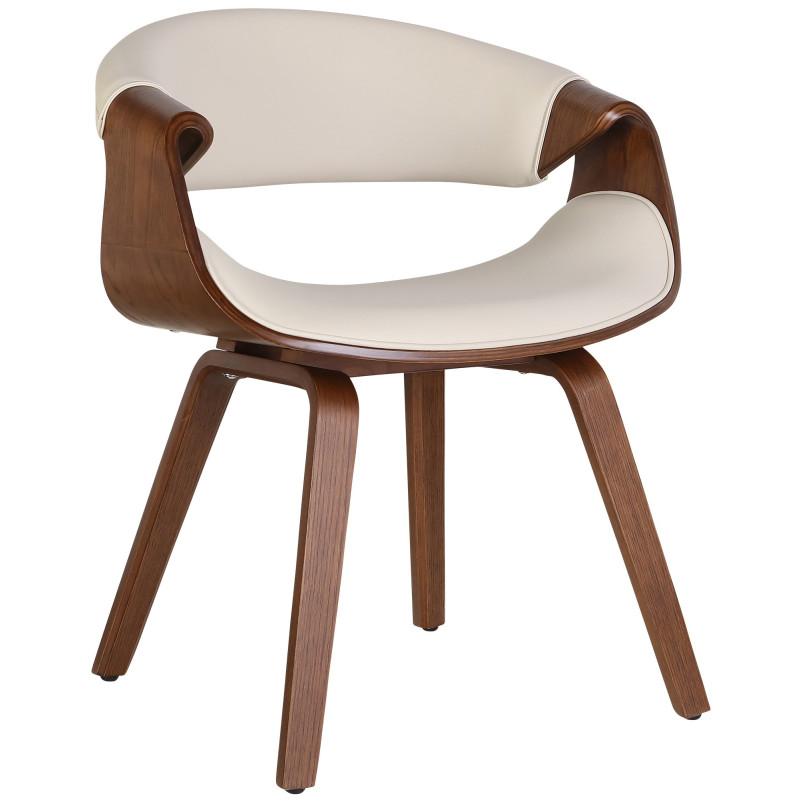 Fauteuil de table haut de gamme en Polyuréthane Blanc crème Bois Marron Velric - 1