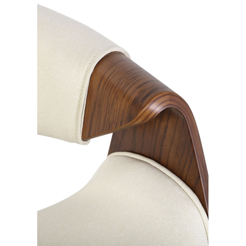 Fauteuil de table haut de gamme en Tissu Blanc crème Bois Marron Velric - 5