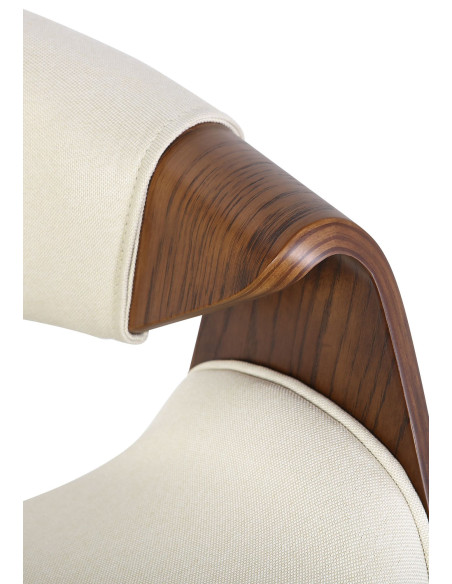 Fauteuil de table haut de gamme en Tissu Blanc crème Bois Marron Velric - 5