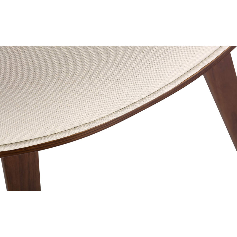 Fauteuil de table haut de gamme en Tissu Blanc crème Bois Marron Velric - 4