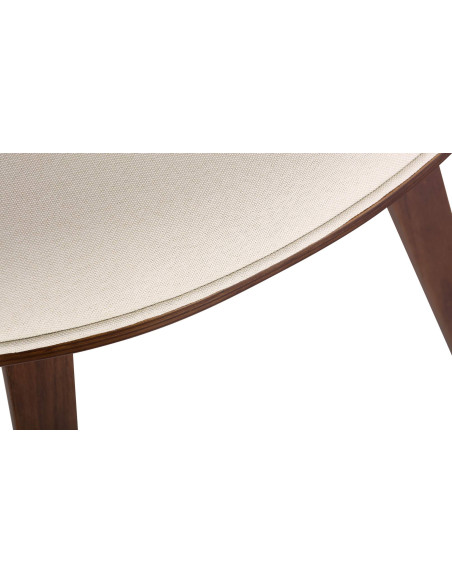 Fauteuil de table haut de gamme en Tissu Blanc crème Bois Marron Velric - 4