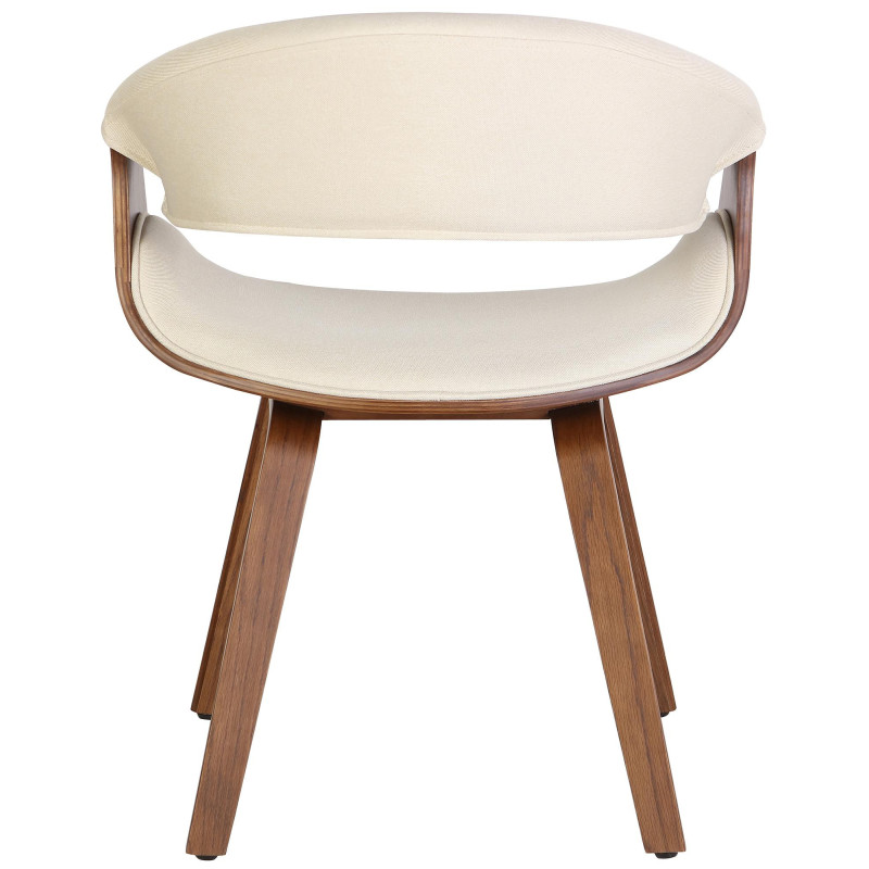 Fauteuil de table haut de gamme en Tissu Blanc crème Bois Marron Velric - 3