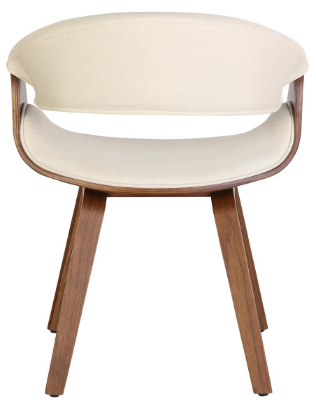 Fauteuil de table haut de gamme en Tissu Blanc crème Bois Marron Velric - 3