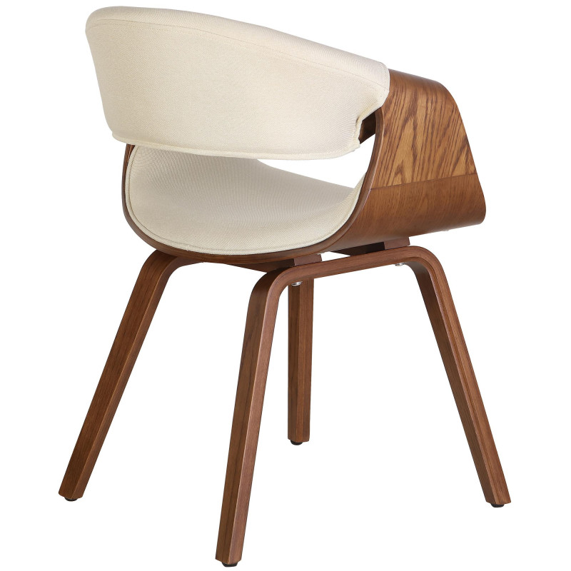 Fauteuil de table haut de gamme en Tissu Blanc crème Bois Marron Velric - 2