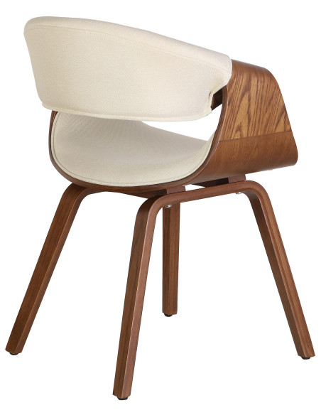 Fauteuil de table haut de gamme en Tissu Blanc crème Bois Marron Velric - 2