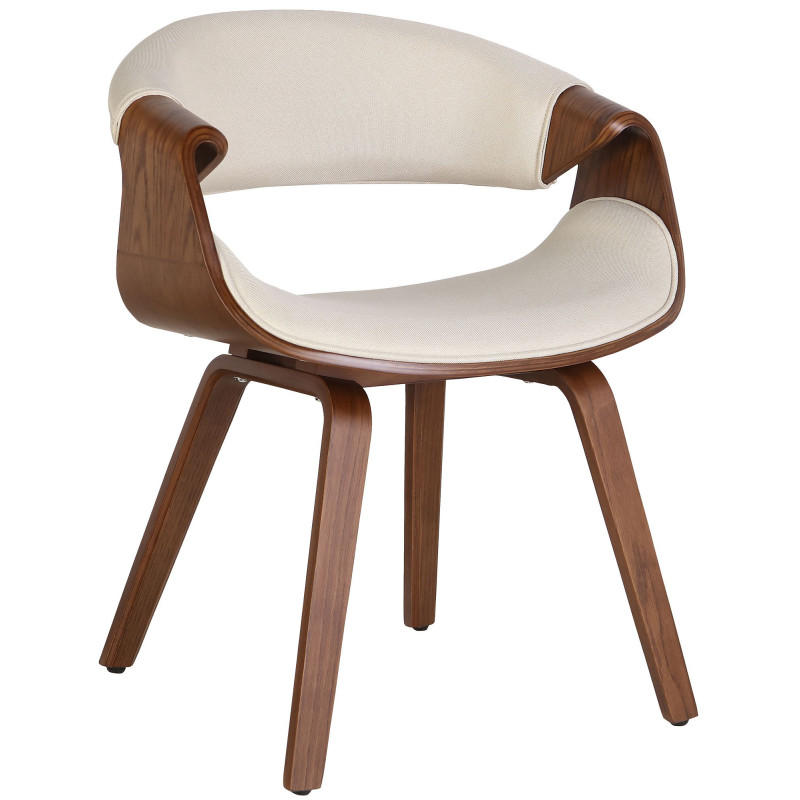 Fauteuil de table haut de gamme en Tissu Blanc crème Bois Marron Velric - 1