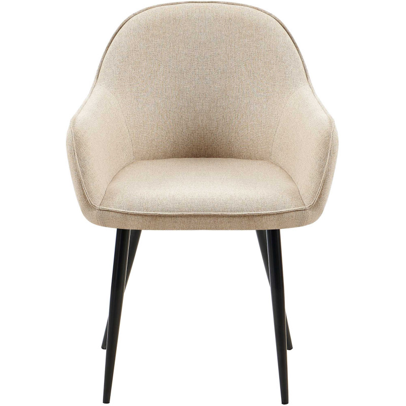Fauteuil de table moderne en Tissu Taupe Métal Noir Timalo - 2