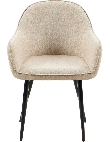 Fauteuil de table moderne en Tissu Taupe Métal Noir Timalo - 2